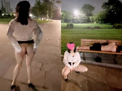 最刺激一次！公园躺椅上的哥哥睡的太沉了，要不一起玩